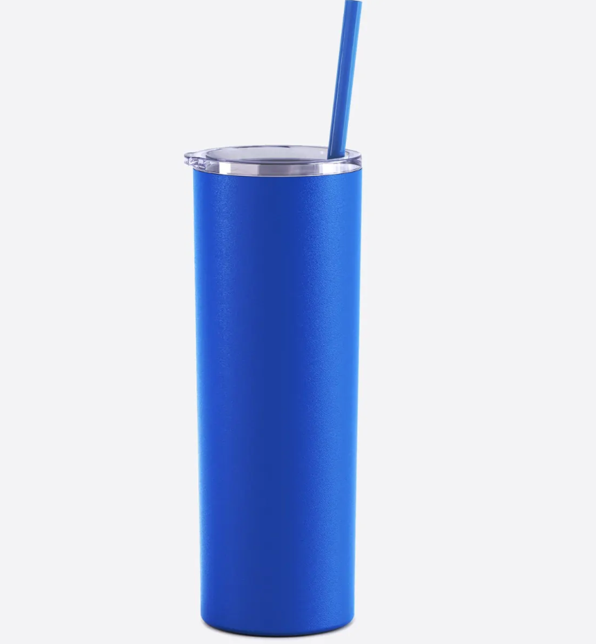 20oz Skinny Tumbler With Straw and Lid - Glass Blue – SunwillBiz
